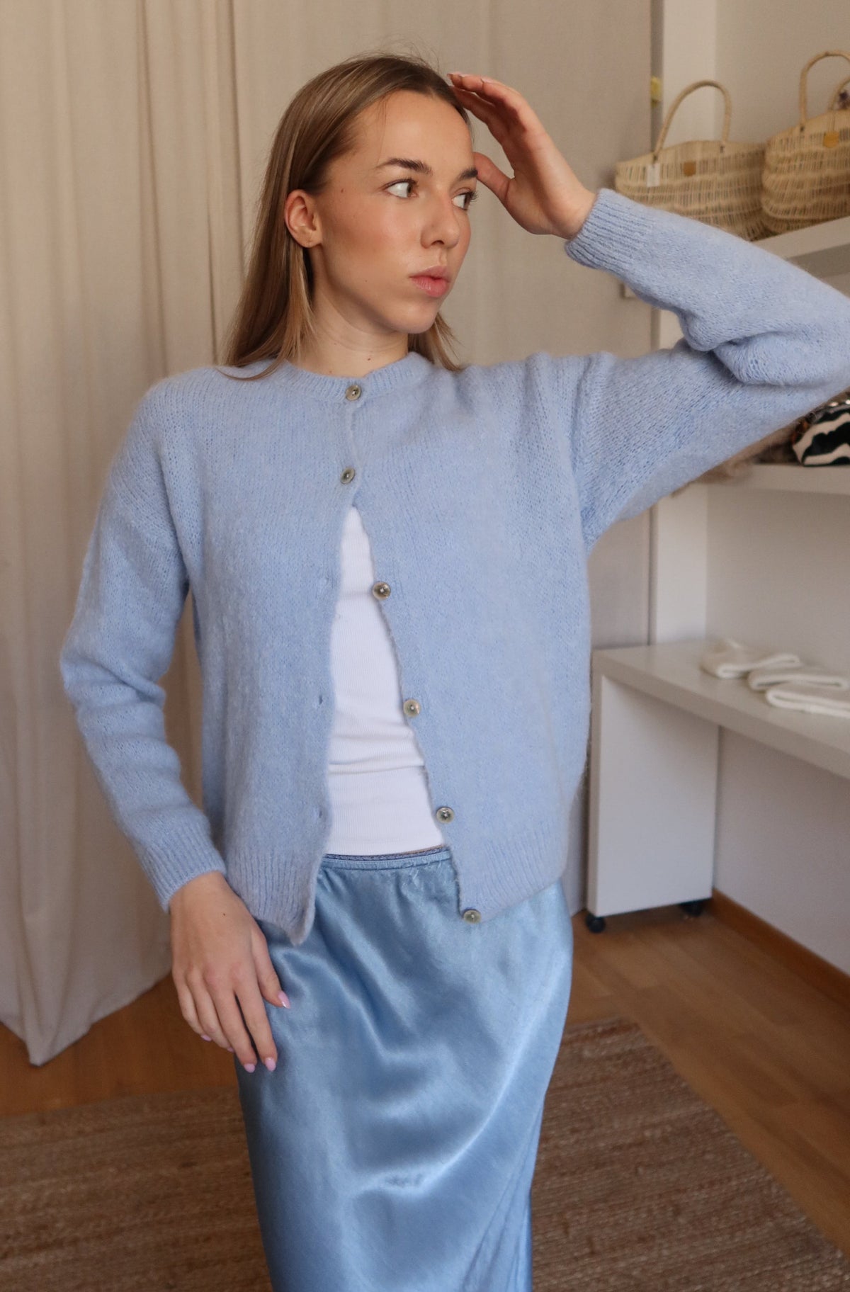 CAMI alpaka cardigan - baby modrá