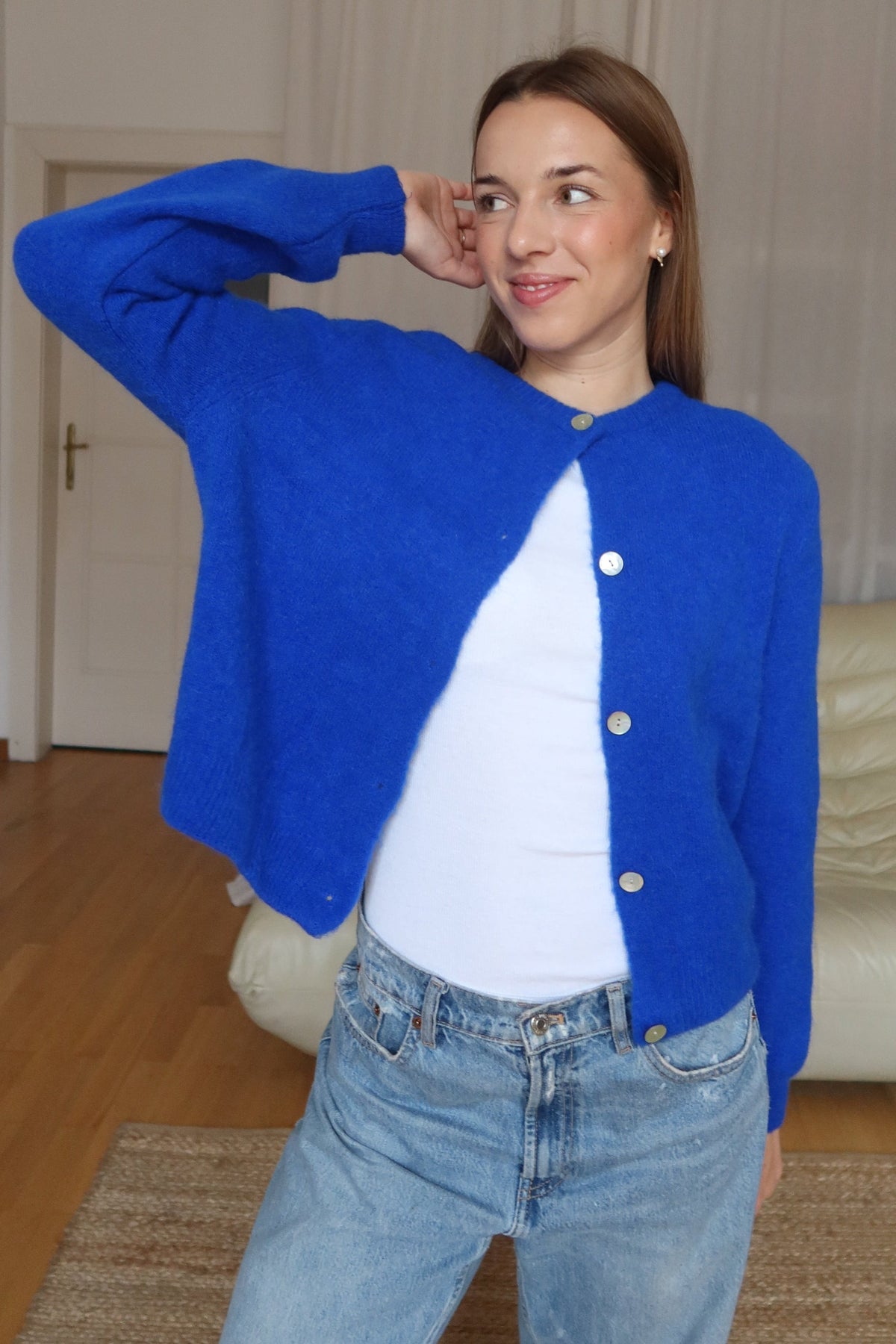 CAMI alpaka cardigan - královská modrá