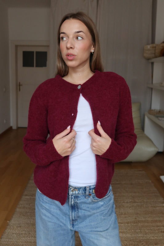 CAMI alpaka cardigan - bordó