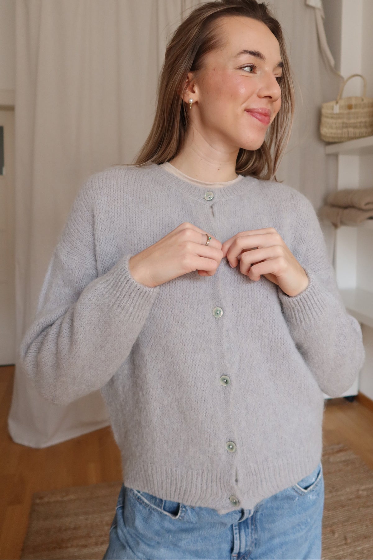 CAMI alpaka cardigan - sv. šedá