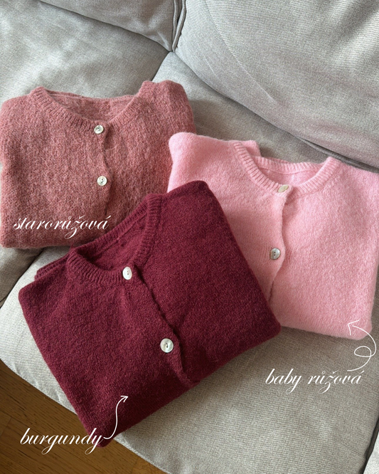 CAMI alpaka cardigan - starorůžová