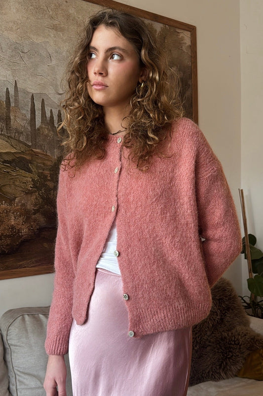 CAMI alpaka cardigan - starorůžová