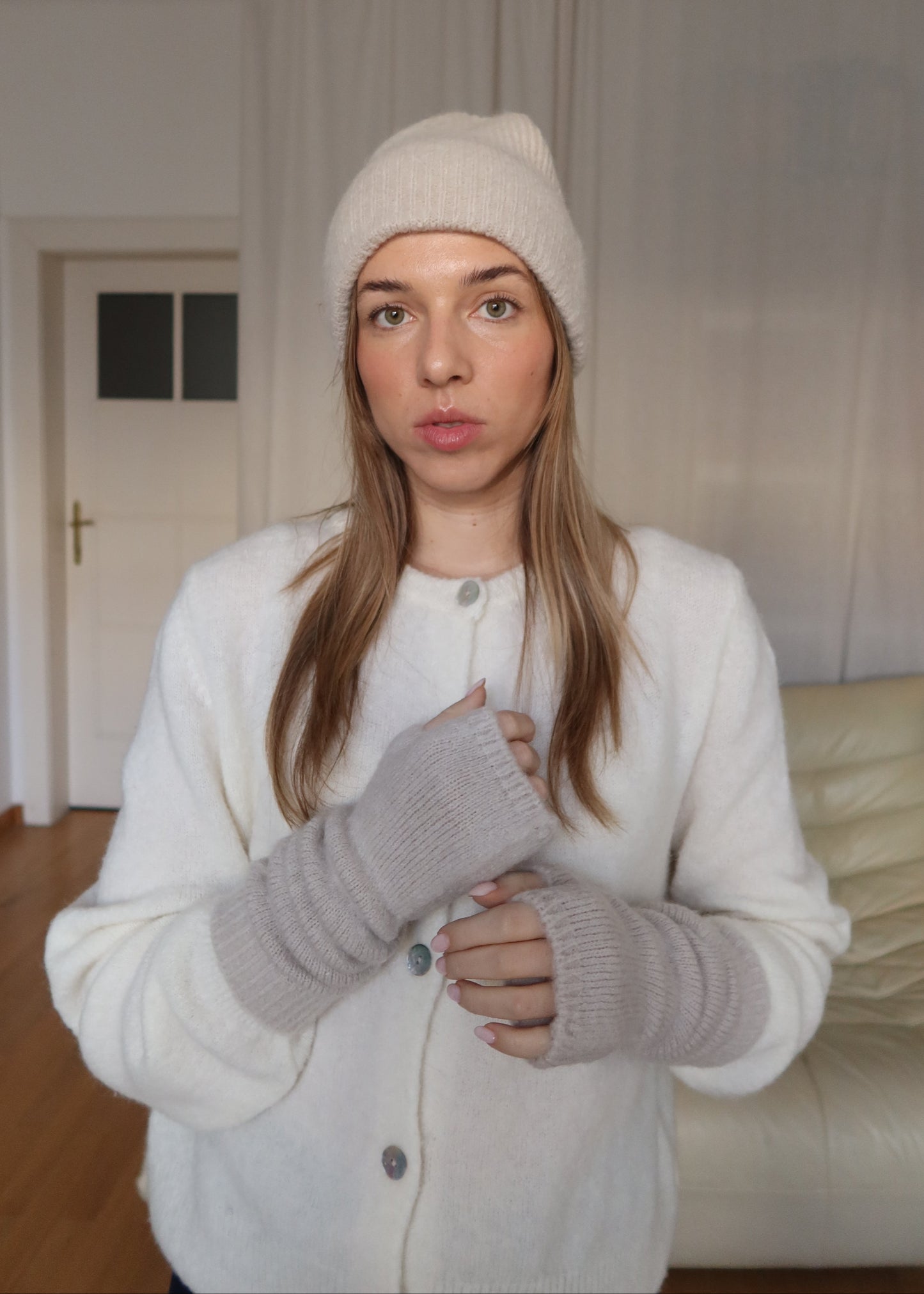 Vánoční set: čepice + rukavice alpaka