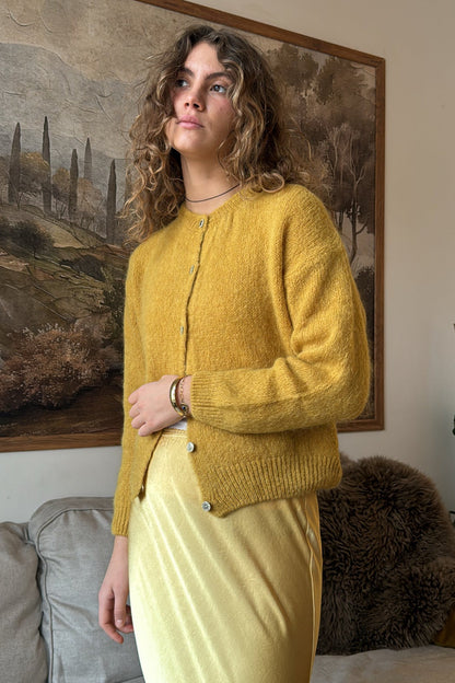 CAMI alpaka cardigan - hořčicová