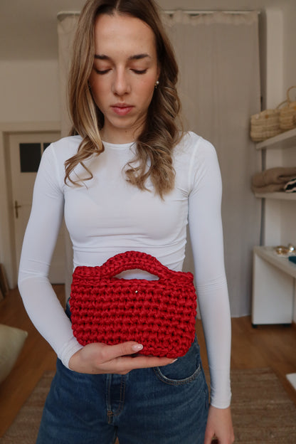 Crochet mini košík - červený