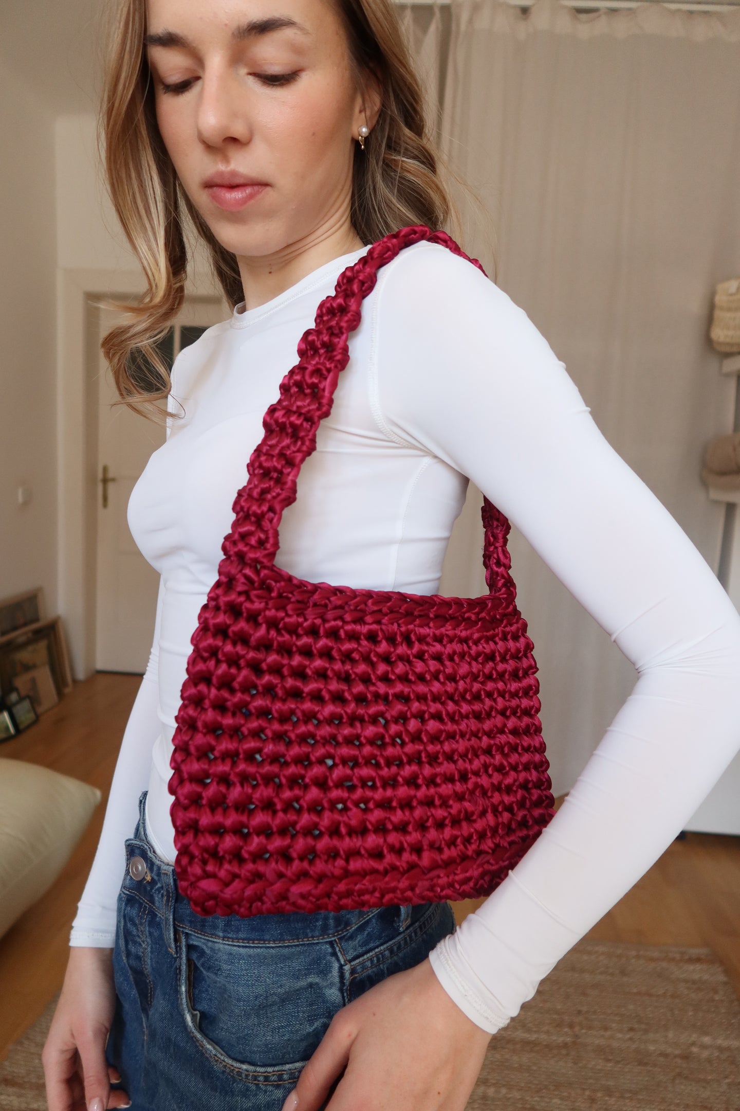 Crochet kabelka - červená