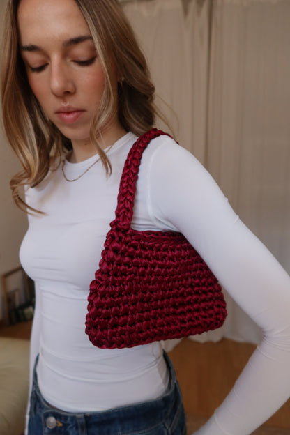 Crochet midi taška - červená