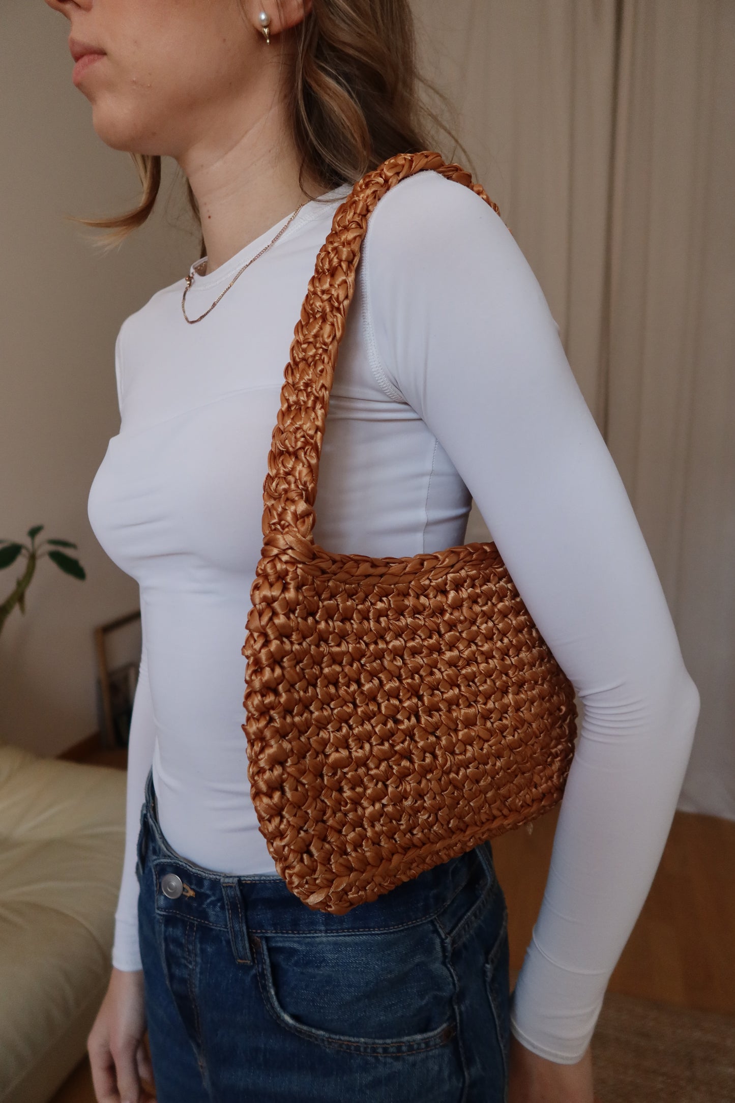 Crochet kabelka - měděná