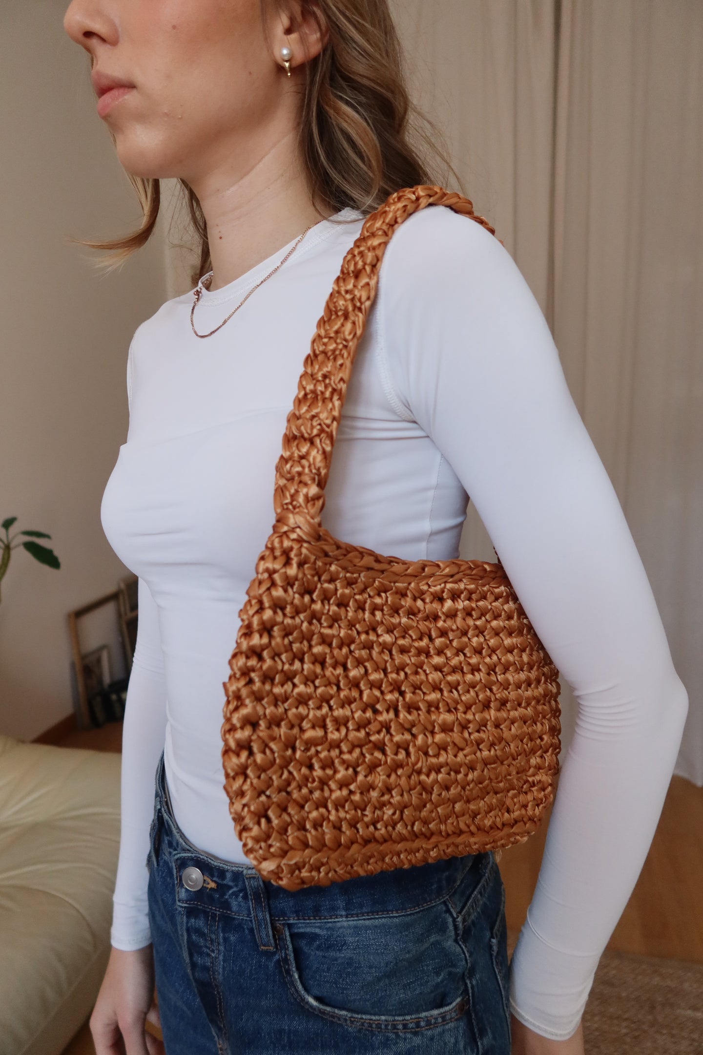 Crochet kabelka - měděná