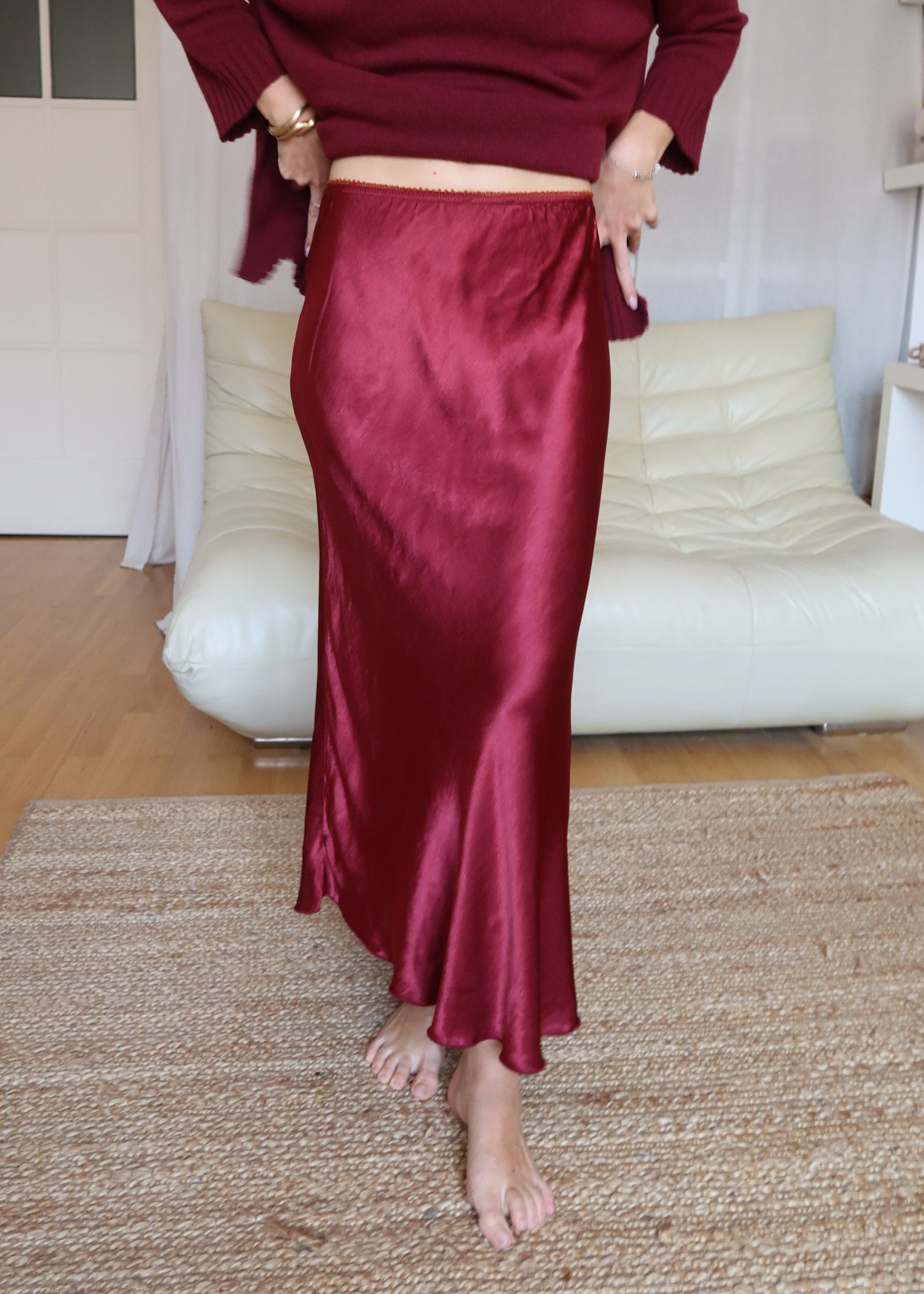 Viskózová sukně / podzimní třešeň