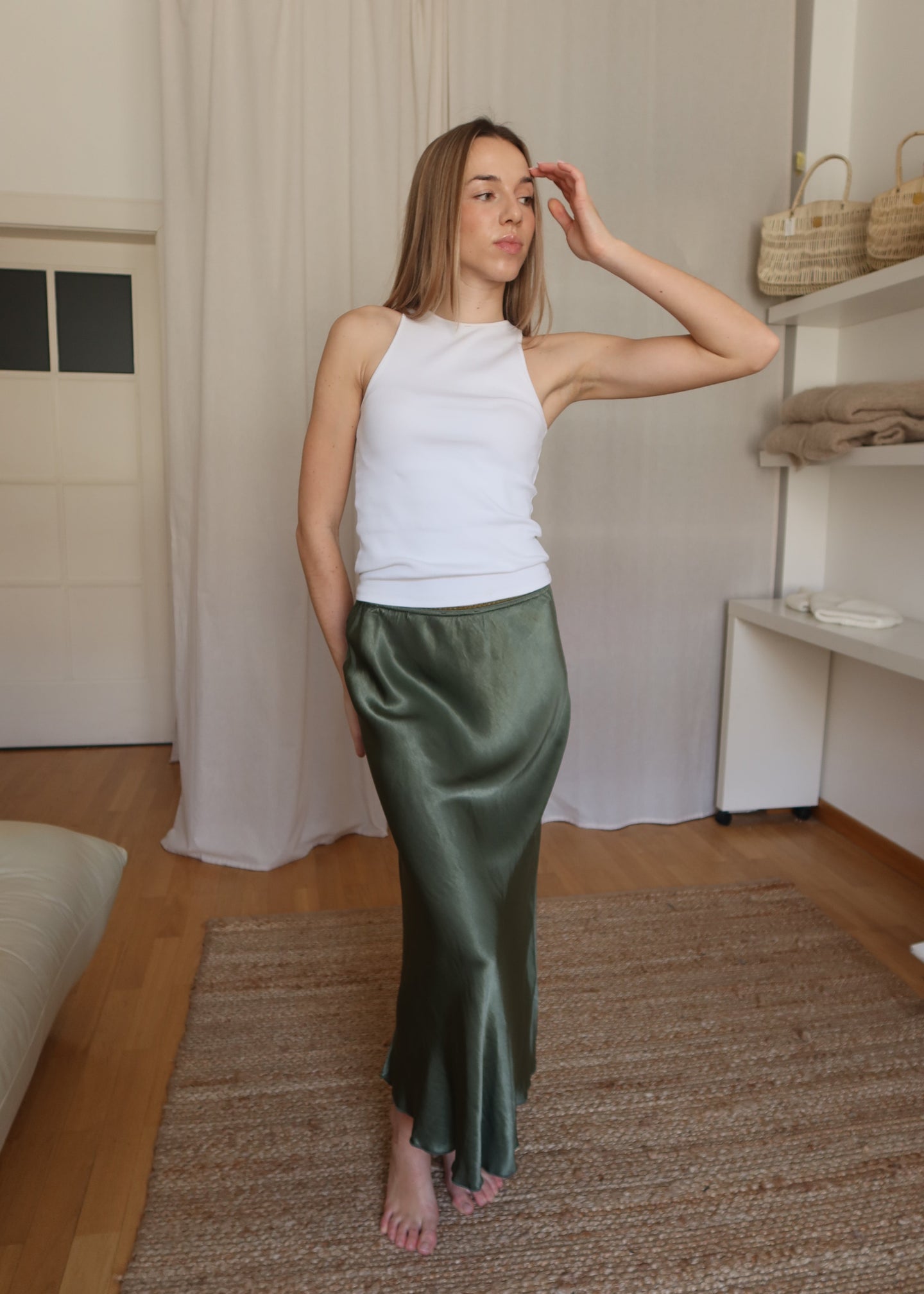 Viskózová sukně / Khaki