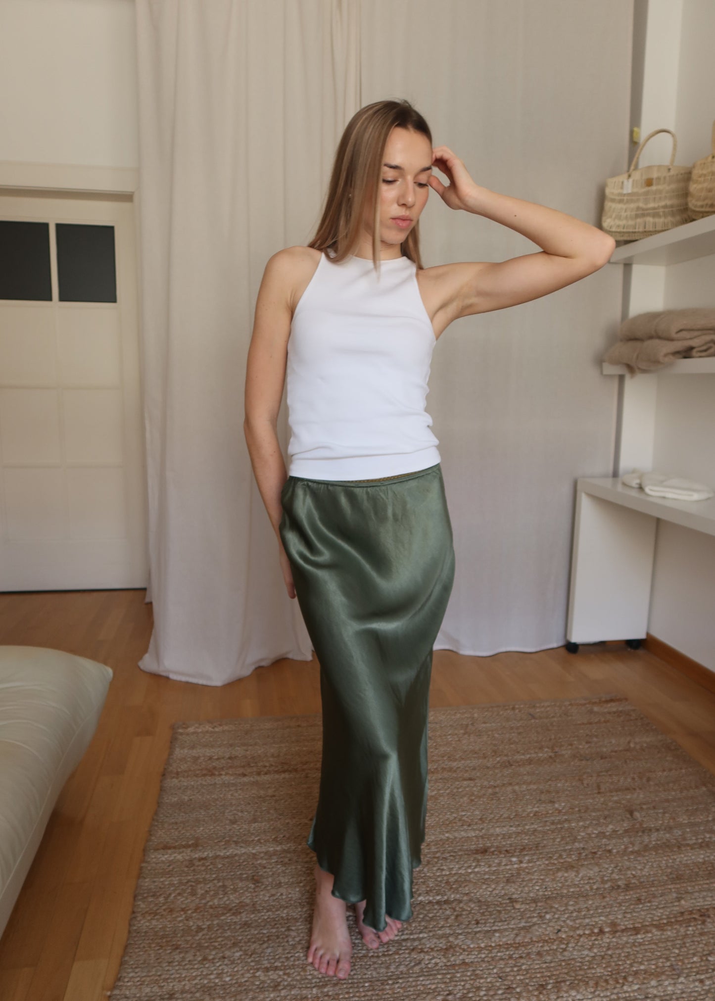 Viskózová sukně / Khaki