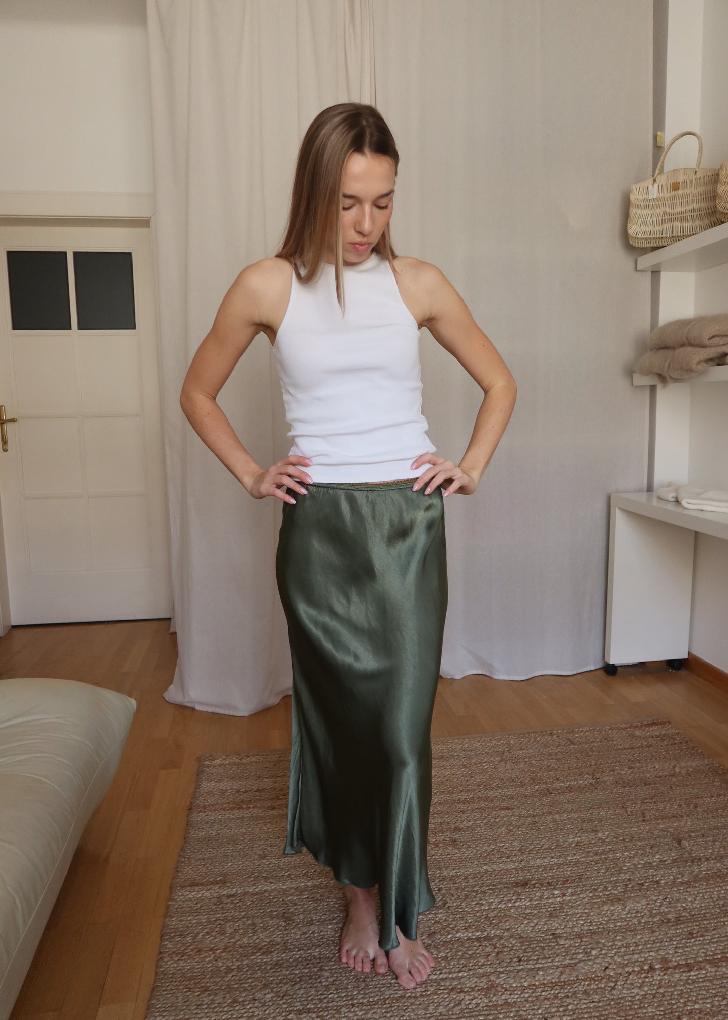 Viskózová sukně / Khaki