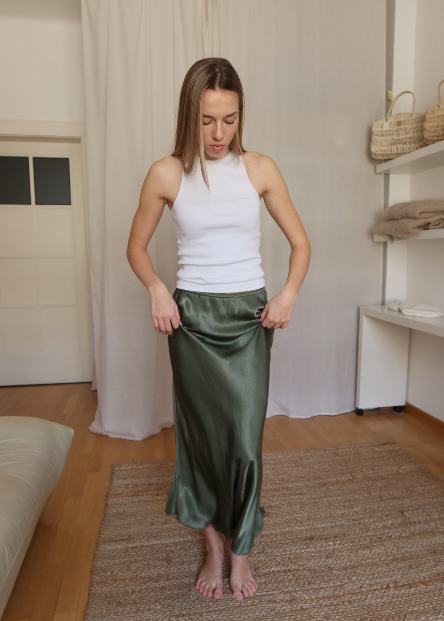 Viskózová sukně / Khaki