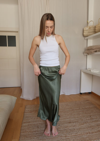 Viskózová sukně / Khaki