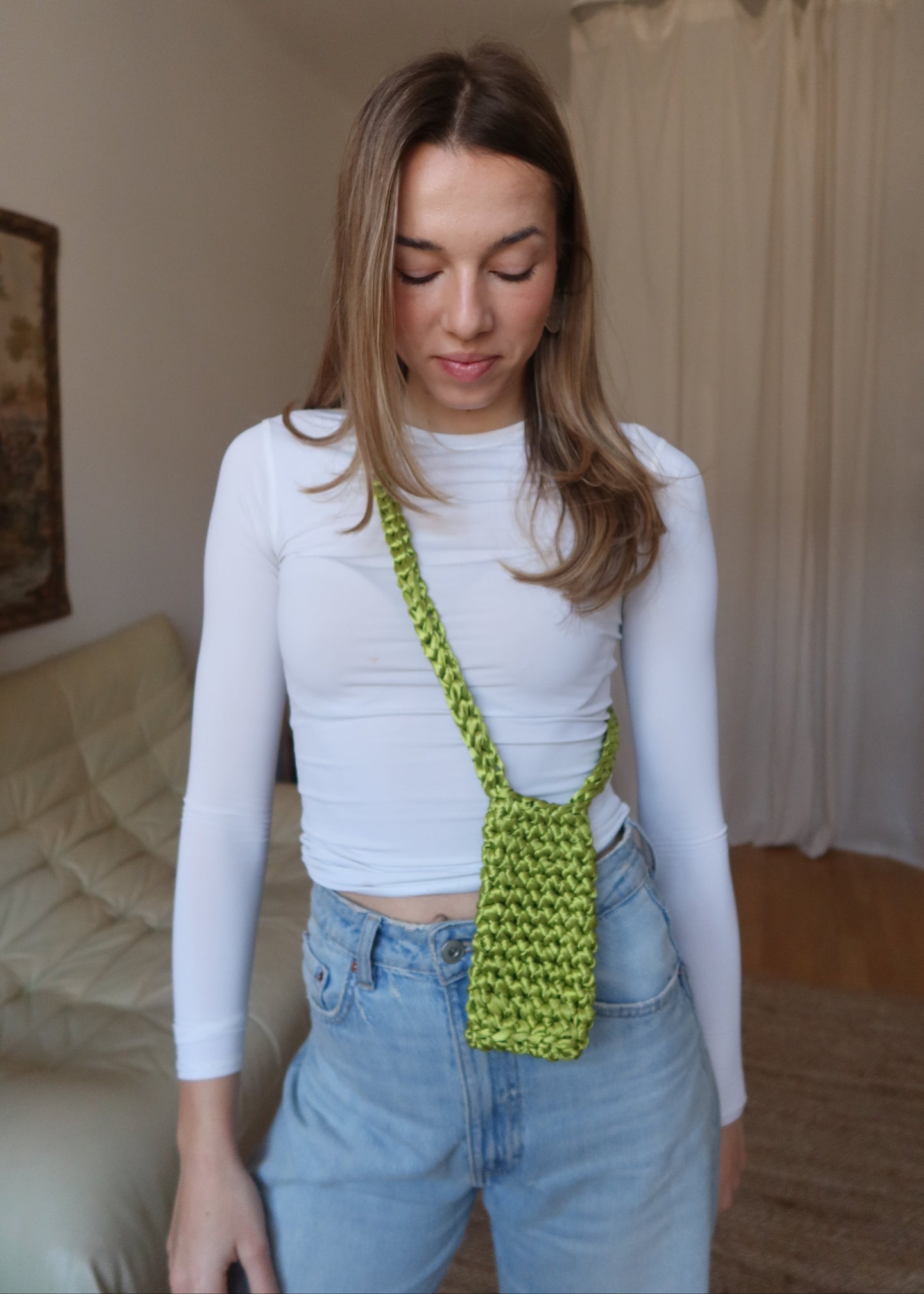 Crochet phone case - limetka